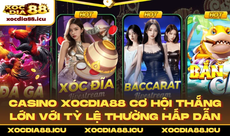 Casino XOCDIA88 cơ hội thắng lớn với tỷ lệ thưởng hấp dẫn