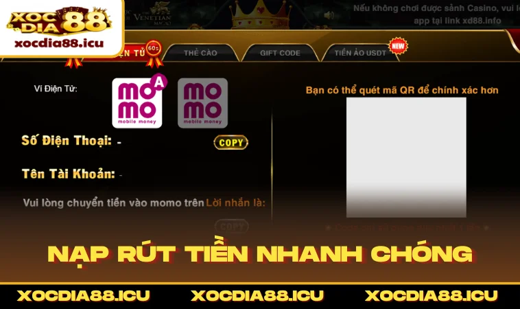 Nạp rút tiền nhanh chóng